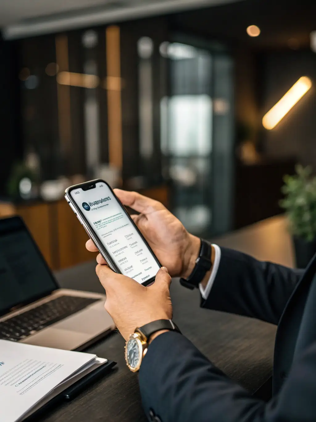 A person using the Lawyer App on their smartphone to ask a legal question, with the AI assistant providing an initial response.